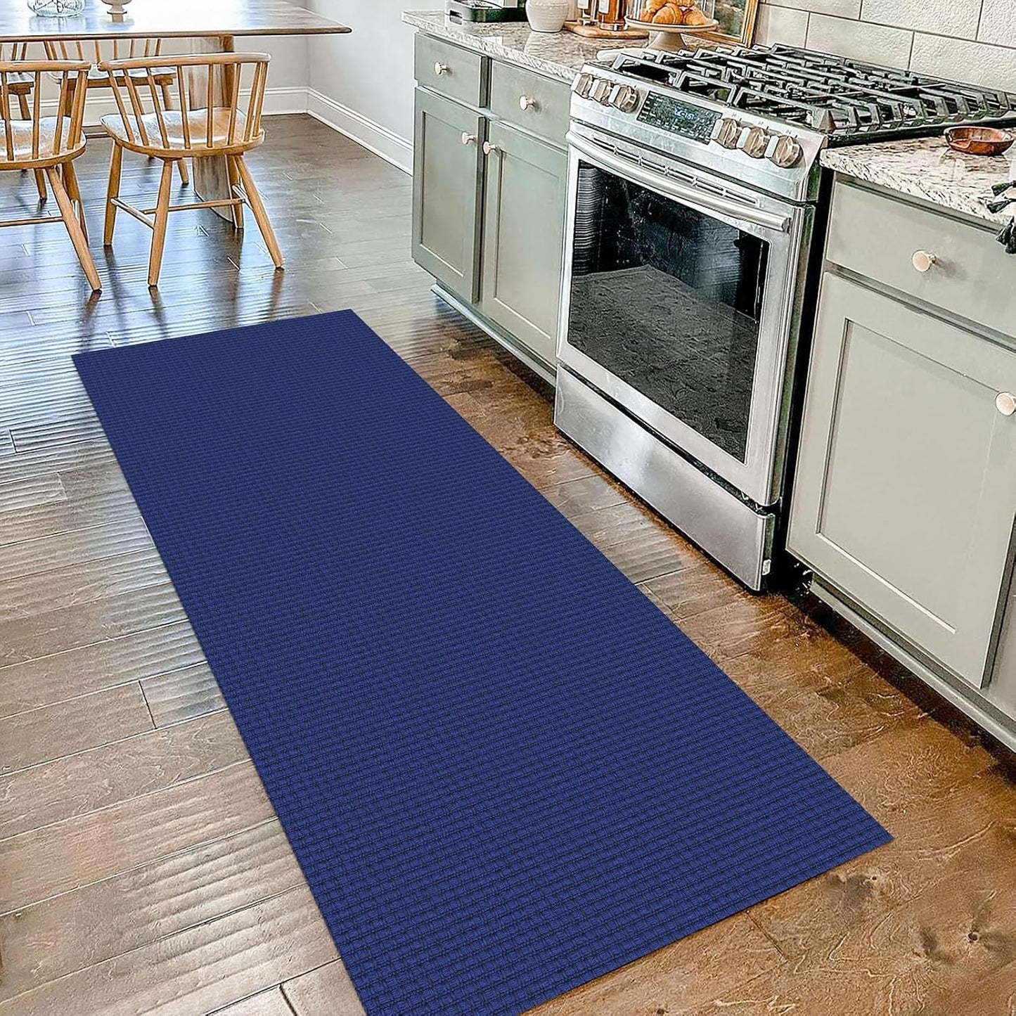 IOHOUZE Washable Runner Rug 2x7 Non Slip Runners for Hallways Entryway Runner Indoor, Kitchen Rugs Woven Cotton Floor Carpet for Kitchen Hall Entrance Bedroom, Royal Blue/Navy