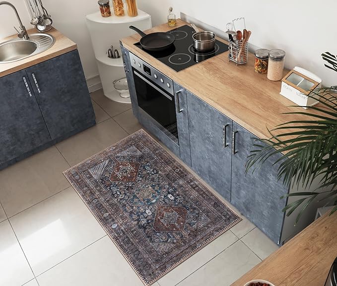 Keen Home Design 2x3 Rug - Machine Washable Entry Rug with Non-Slip Backing, Ideal for Enteryway, Kitchen, Bathroom, Laundry Room - Vintage, Easy Clean, Durable, Low Pile - (2' x 3')