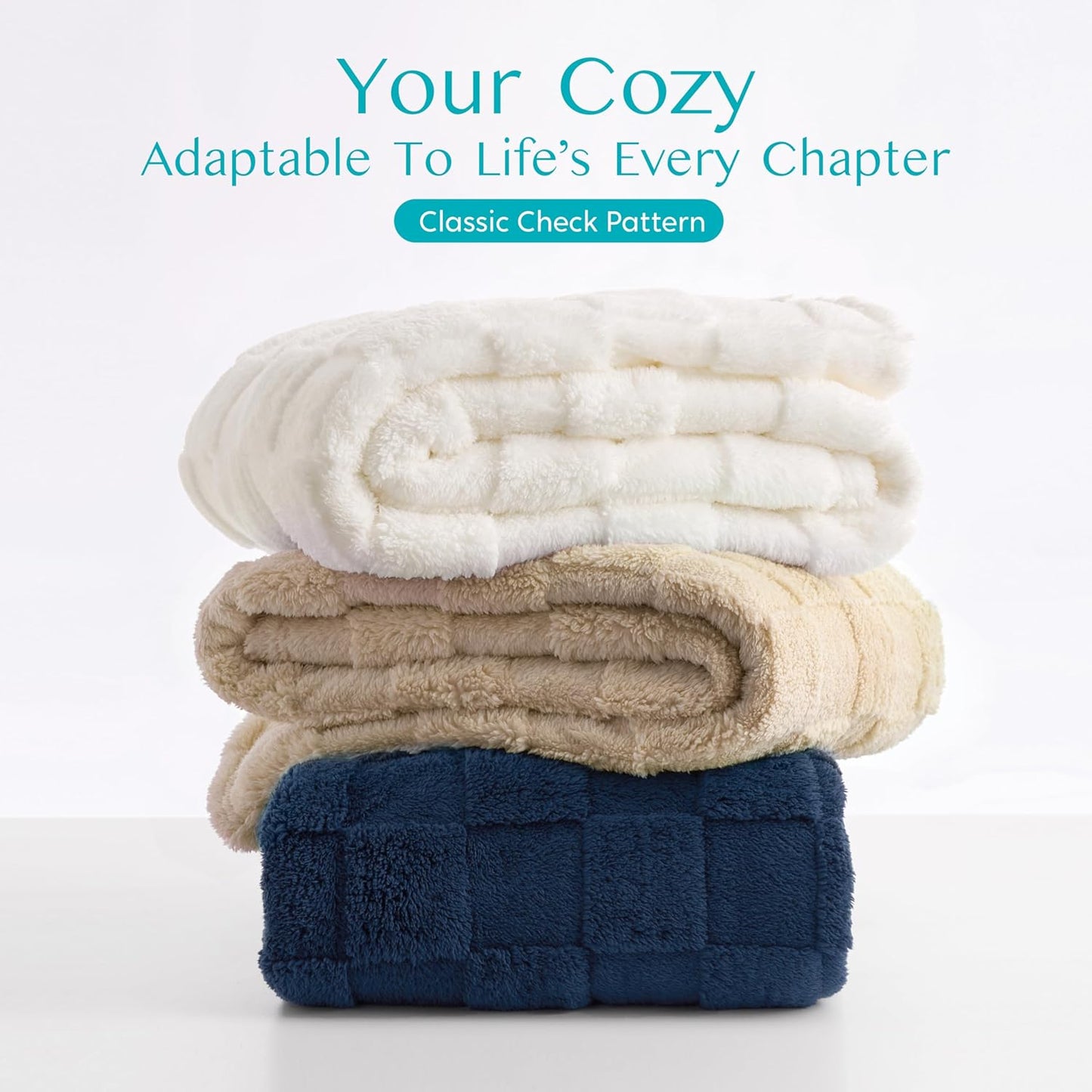 Joiedomi Throw Blanket for Couch, Soft Brown Fleece Checkered Blankets Gifts for Women Mom Girls, 280GSM Cozy Cute Soft Throw Home Room Decor Aesthetic Gifts 50x60 Inches