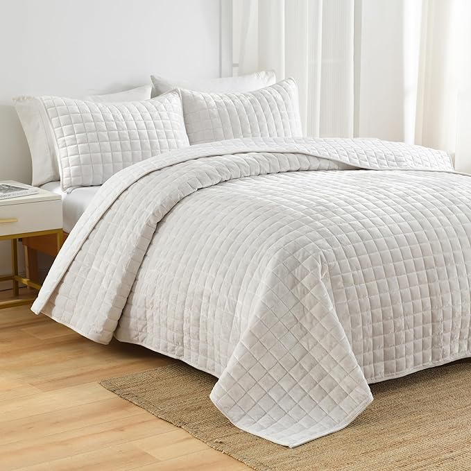 Secgo California King Comforter Set for Bed - 100% Cotton Cal King Size, Black Bedspreads (120 * 110 Inch) with 2 Pillow Shams, Patchwork Reversible Lightweight Bedding