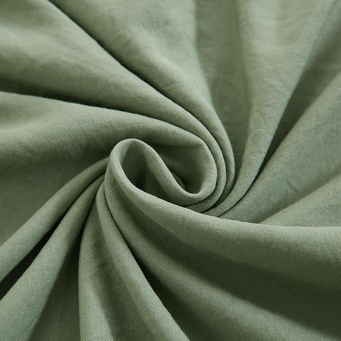 Merryword Avocado Green Pillowcases King Size Ruffled Pillow Shams Set of 2 Cute Pillowcases Solid Green Shabby Chic Pillow Cover 2 Pack