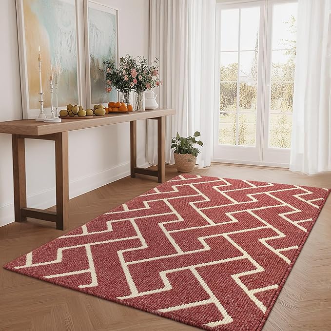 hicorfe Kitchen Rugs and Mats,Kitchen Mats for Floor,47"x71" Non Slip Runner Rug,Absorbent Resist Dirt Comfort Standing Mat Machine Washable for Entryway,Hallway,Front of Sink(Red)
