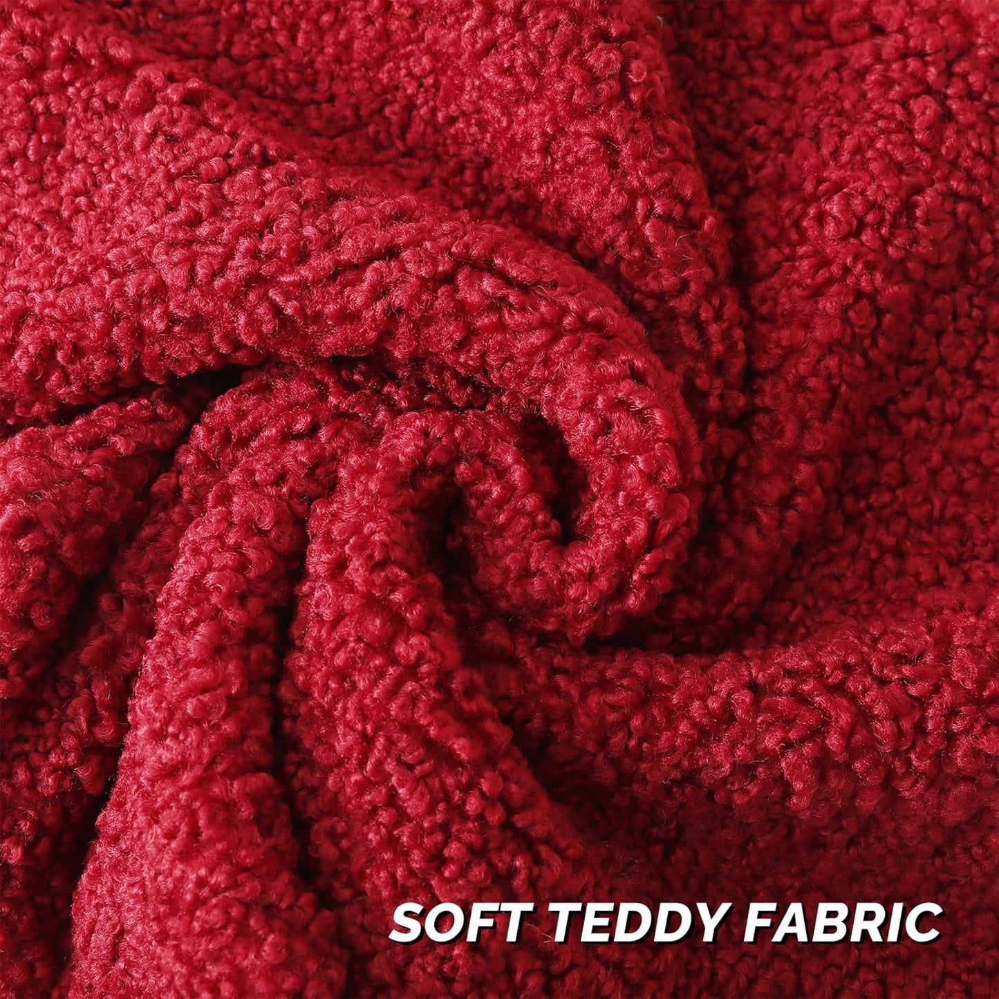 FUTEI Maroon Throw Pillow Covers 18x18 Inch Set of 2,Furry Faux Fur Teddy Boucle Textured Cushion Covers,Soft Fluffy Decorative Pillow Case,Home Decor for Couch Bed Living Room Office Car