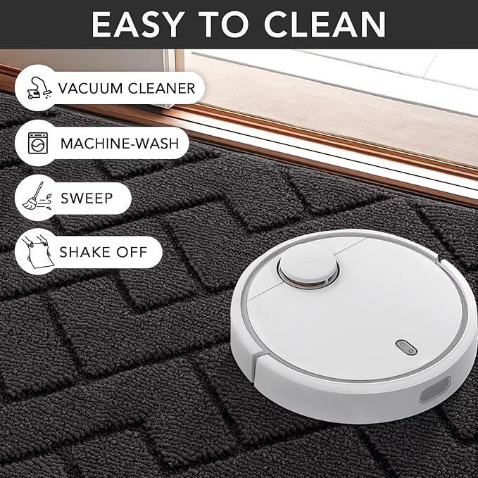 hicorfe Indoor Door Mat,Non Slip Door Mats,32"x48" Front Back Door Mat Rubber Backing,Absorbent Resist Dirt Entrance Inside Floor Mats for Entryway Washable Low-Profile(Charcoal)