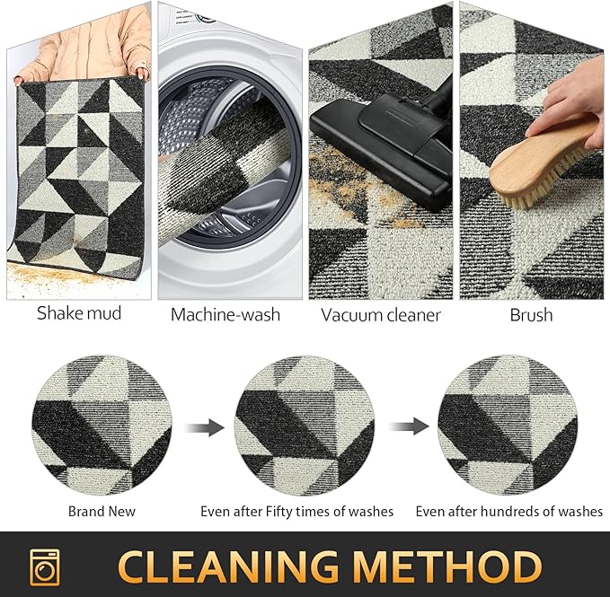 hicorfe Indoor Doormat,24"x35" Front Back Door Mat Rubber Backing Non Slip Door Mats,Low-Profile Absorbent Resist Dirt Entryway Doormat Inside Floor Mats for Entrance