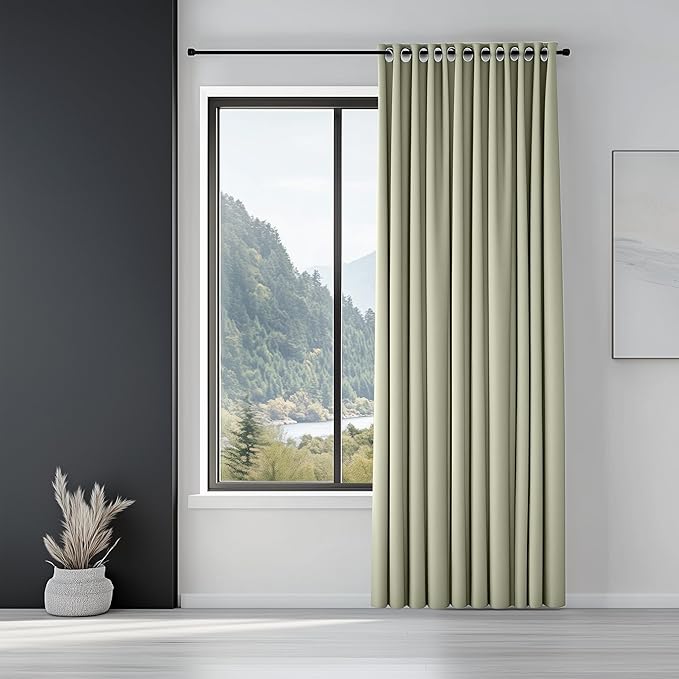 Blackout Room Darkening Thermal Insulated Curtains with Grommets for Bedroom Living Room Kitchen Natural Curtains 55x72 Inches Long 2 Panels Home Decor