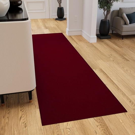 Ottomanson Hallway Runner Rug 2'7" x 9'10" Non Slip Solid Area Rugs Easy to Clean Laundry Rug Runner Durable & Pet Friendly Floor Carpet Runners for Hallways Entryway Living Room Kitchen, Red