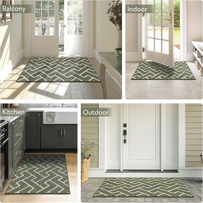 hicorfe Kitchen Rugs and Mats,Kitchen Mats for Floor,47"x71" Non Slip Runner Rug,Absorbent Resist Dirt Comfort Standing Mat Machine Washable for Entryway,Hallway,Front of Sink(Green)