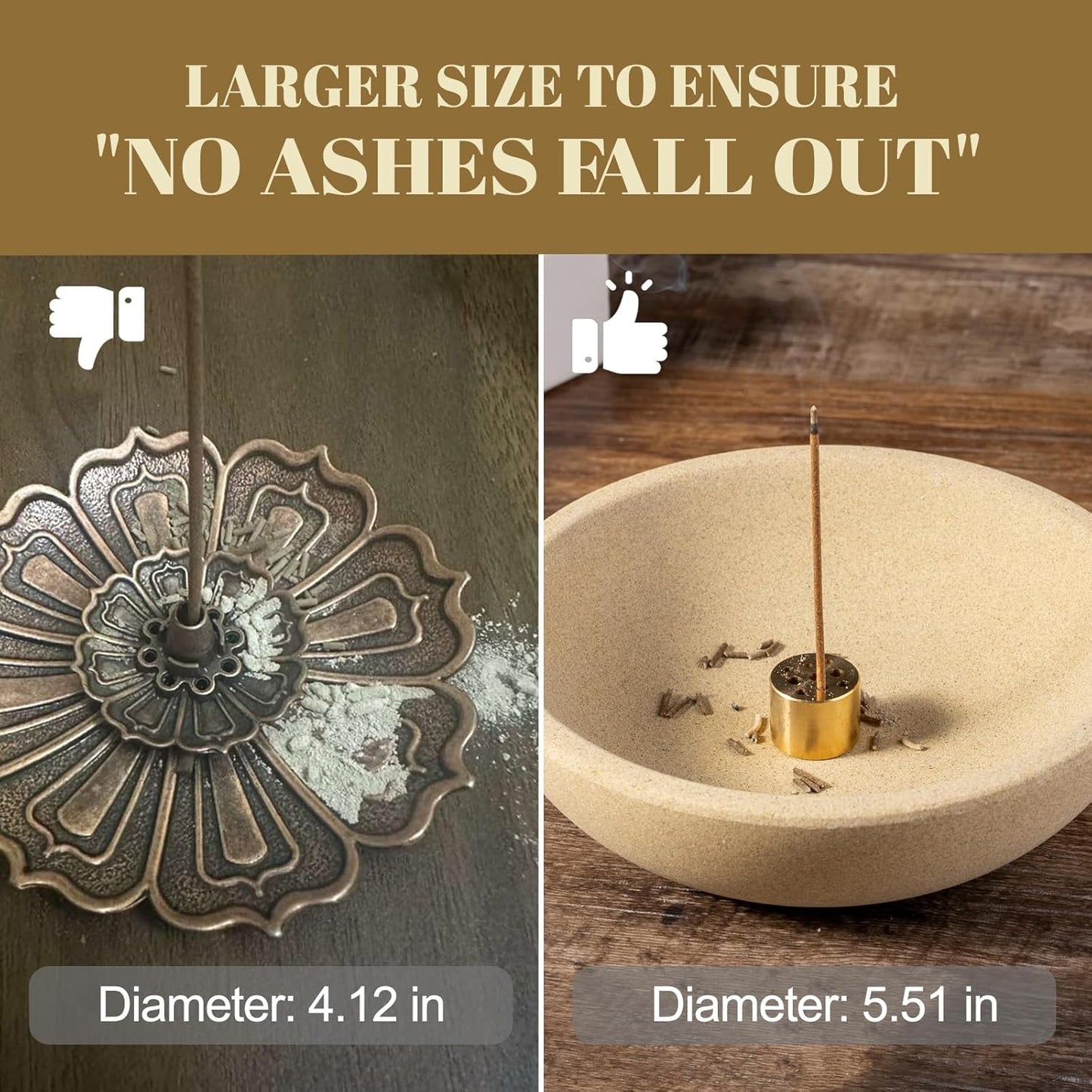 Koville Natural Marble Incense Holder, Incense Holder for Sticks with 9 Holes, Handmade Incense Burner Ash Catcher for Meditation Yoga SPA, Balsam Fir/Palo Santo/Sage/Cone (Sandstone-Brown)