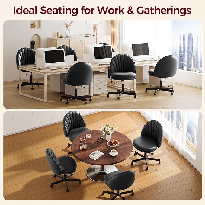 GTRACING Small Ergonomic Tall Office Chair, Computer Desk Chair with Wheels Versatile Height Use: Office to Bar Stools (or Standing Desk), Vanity Chair with Back PU Leather Shell Design for Gift