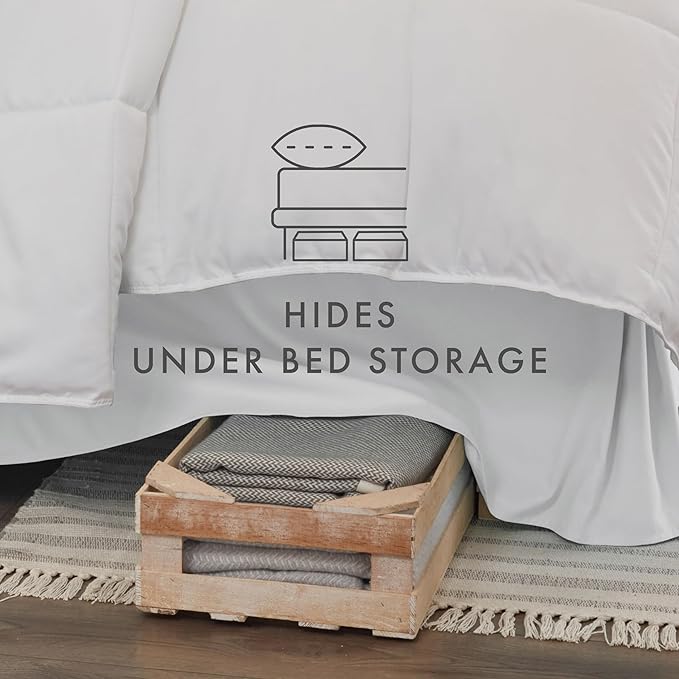 Linen Market Bed Skirt - Ultra Soft Microfiber - Easy Fit with 14 Inch Tailored Drop - Hotel Quality, Shrinkage & Fade Resistant - Bed Cover - Cal King Bed Skirt - Bedroom Décor - (Cal King, White)