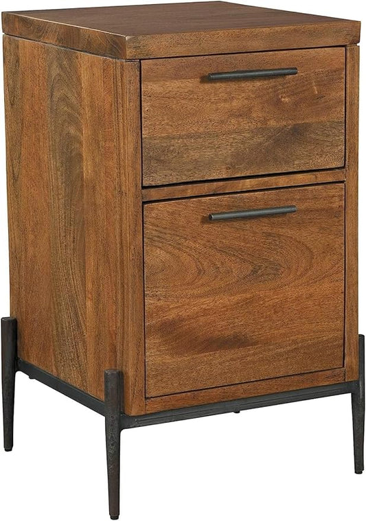 Hekman Furniture Bedford Park File Cabinet – Elegant Rustic Industrial 2 Drawer Wooden Filing Cabinet with Full Extension Drawers, Forged Iron Base & Hardware for Home Office & Business Storage