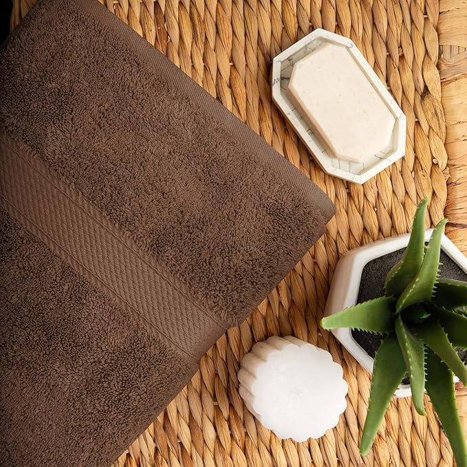 Superior Egyptian Cotton Pile 10 Piece Towel Set, Includes 2 Bath, 4 Hand, 4 Face Towels/Washcloths, Ultra Soft Luxury Towels, Thick Plush Essentials, Guest Bath, Spa, Hotel Bathroom, Chocolate