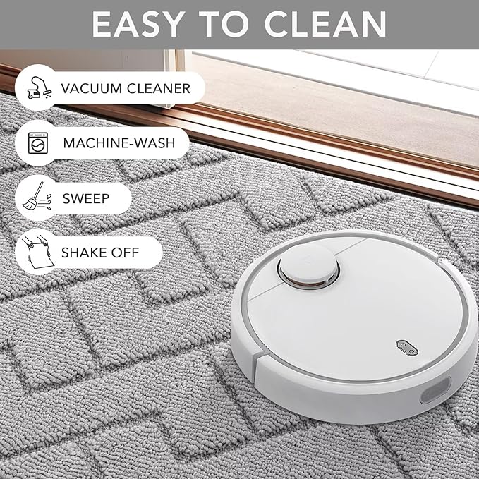 hicorfe Front Door Mat Outside Entrance,36"x59" Absorbent Muddy Dirt Resist Welcome Door Mats Outdoor Indoor,Stain and Fade Resistant,Non Slip Backing Entry Mat Doormat for Entryway(Light Grey)