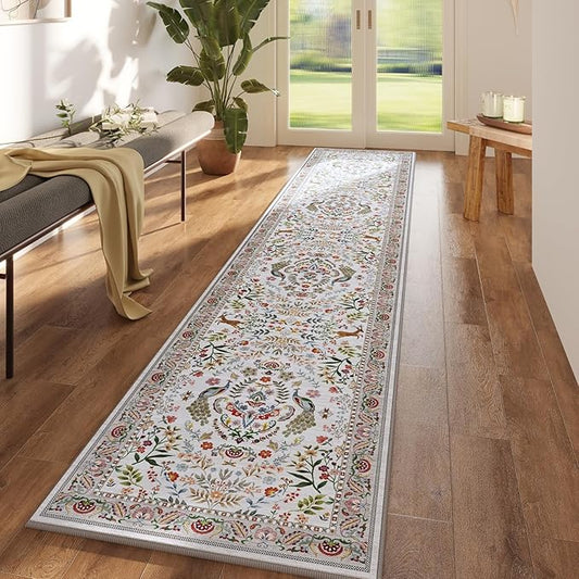 Runner Rug Washable Kitchen Runner 2'x 10' Runner Rug for Entryway Indoor Floral Soft Non-Slip Carpet Runner for Hallways, Kitchen, Laundry, Bedroom, Bathroom(Colorful)