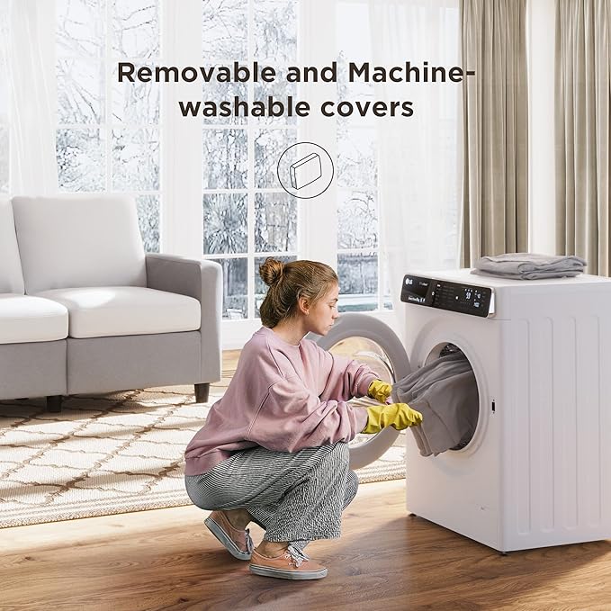 HONBAY Convertible Sectional Sofa, L Shaped Couch with Linen Fabric, Reversible Couch for Small Space, Light Grey