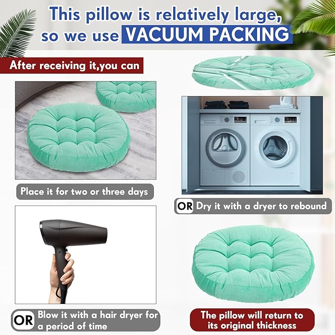 Jerify 4 Pcs Floor Pillow Cushions 22 x 22 Inch Round Square Large Meditation Floor Pillow for Classroom Adult Meditation Picnic Party Cushion for Seating Gift Christmas(Colorful,Round)