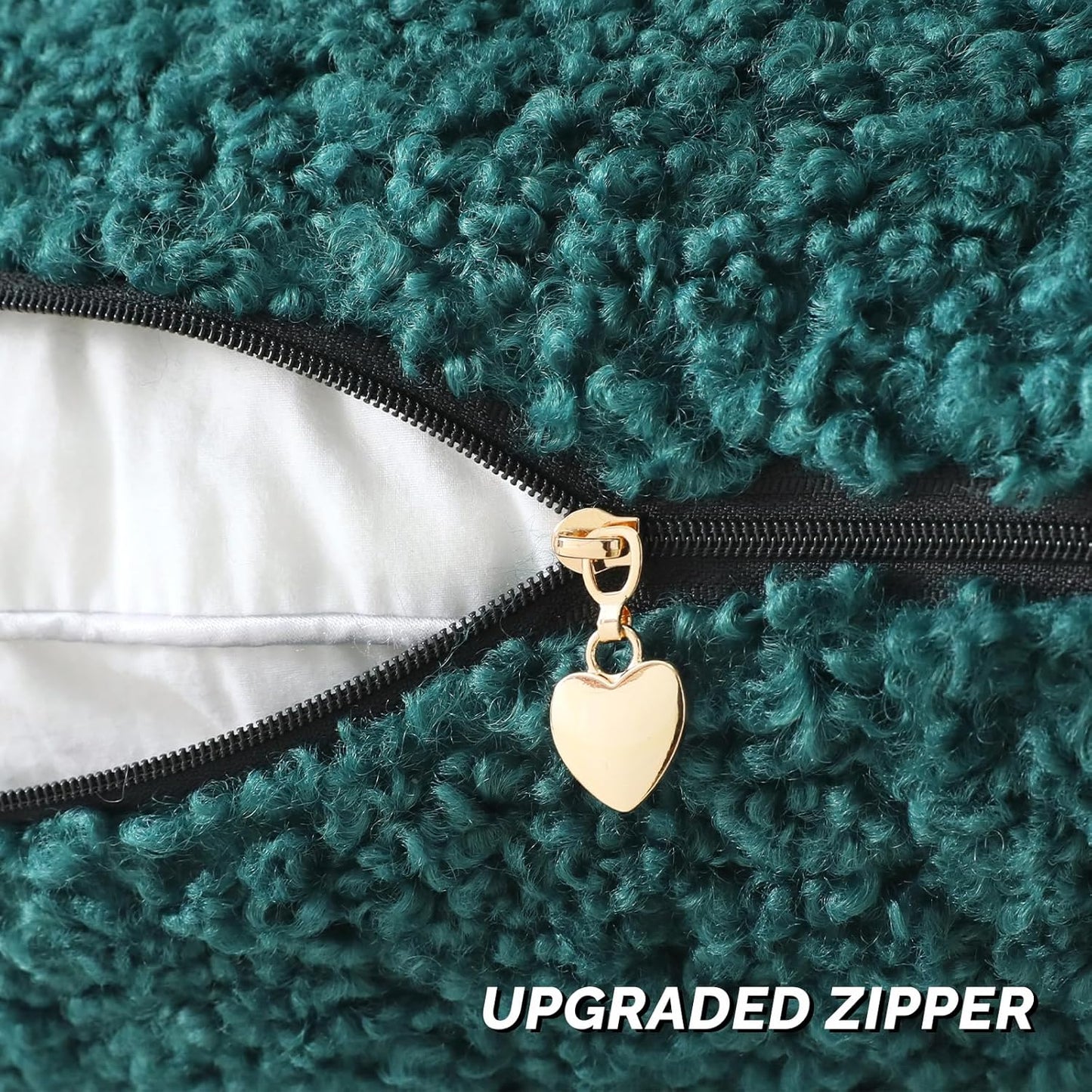 FUTEI Dark Green Throw Pillow Covers 16x16 Inch Set of 2,Furry Faux Fur Teddy Boucle Textured Cushion Covers,Soft Fluffy Decorative Pillow Case,Home Decor for Couch Bed Living Room Office Car