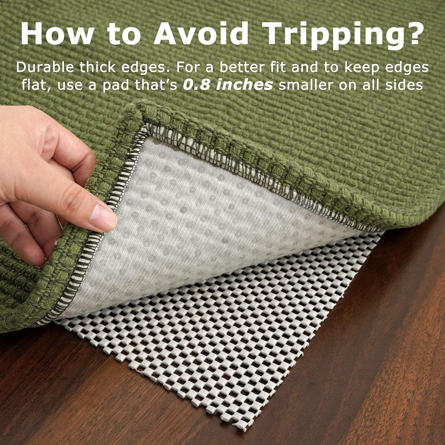 KOZYFLY Washable Area Rug 4x6 ft Non Slip Rubber Backed Living Room Rugs Braided Woven Cotton Kitchen Rugs Indoor Entryway Rug Floor Carpet for Dining Living Room Bedroom, Olive Green/Earthy Green