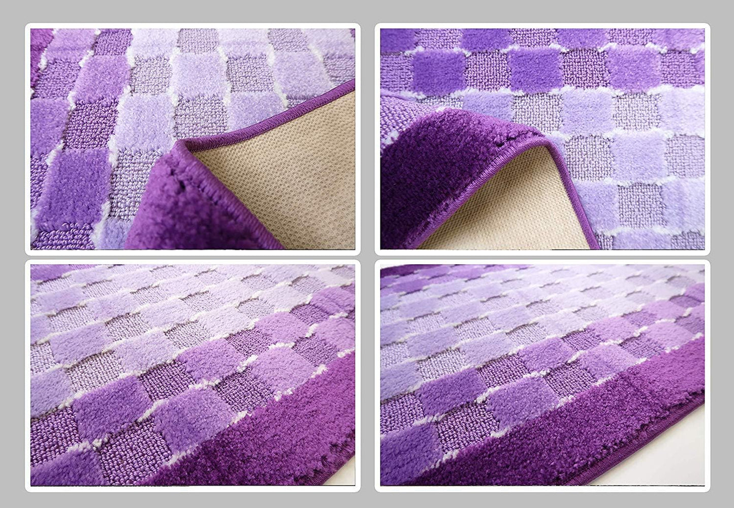 Custom Length Hallway Runner Rug,Slip Resistant,Checkered Lilac, 26 Inch X 30 feet, Sold and Priced Per Foot