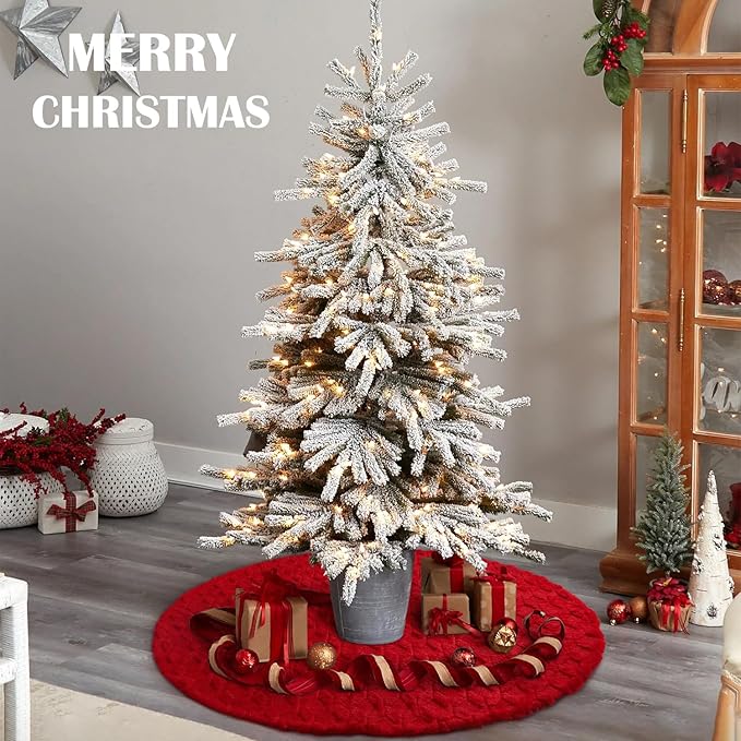 Hommtina Christmas Tree Skirt 48 Inches Tree Skirt,Christmas Tree Decorations Faux Fur Tree Skirt for Xmas Holiday Home Party Decorations Ornaments