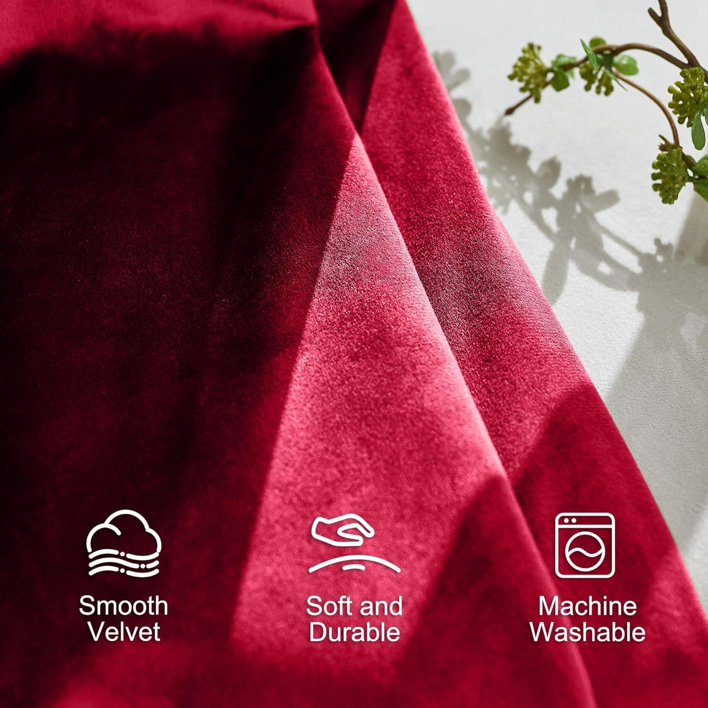 Lazzzy Velvet Blackout Curtains Burgundy Red Thermal Insulation Bedroom Rod Pocket Window Curtain for Living Room 2 Panels 108 Inch Red