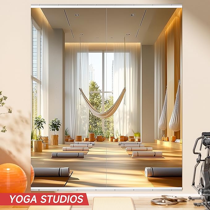 Home Gym Mirror, 95'' x 40'' x 2PCS, Large Full Body Mirror for Yoga, Frameless Tempered Glass, Wall Mounted for Home Gym, Garage, Bedroom, Bathroom