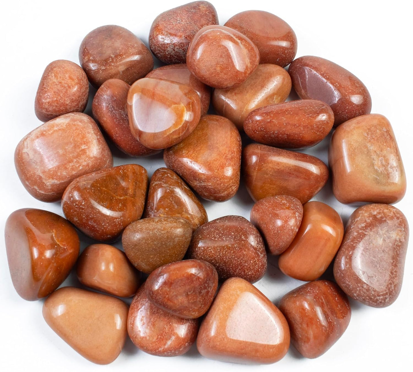 Crocon 1LB Red Aventurine Tumbled Stones and Crystals Bulk 2000+ carats, Polished Stones - Rock Collection - vase Filler tumbles Crystals Healing Reiki - Gemstone Gifts, Fountain tumbles Size 20 mm