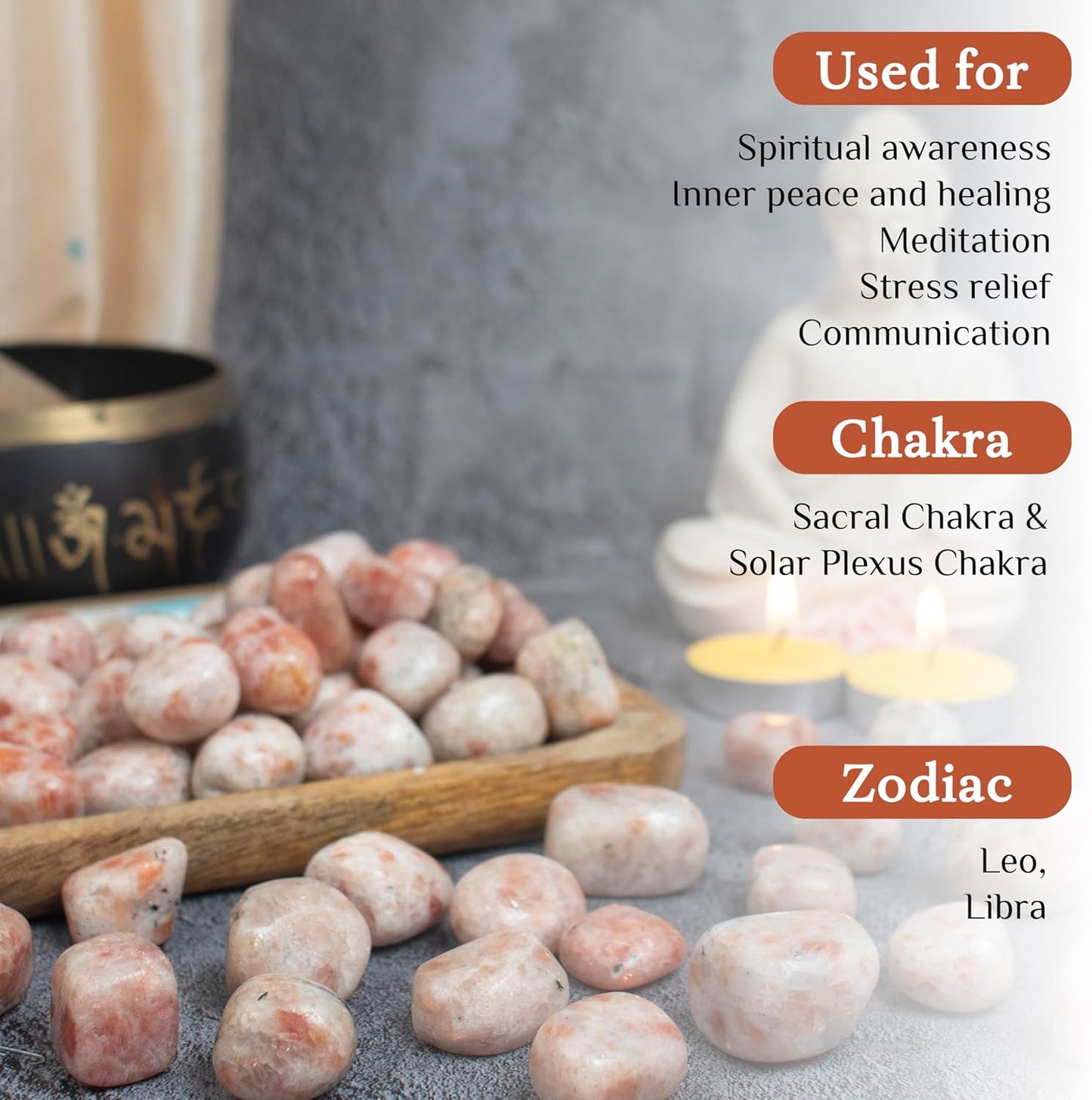 Crocon (2200+ Carats) Sunstone Tumbled Stones and Crystals bulk Natural Crystal Kit for Reiki Healing Crystal Polished, Tumble Stones, Chakra Balancing, Reiki Gift, Home Decor Size : 20-25 mm