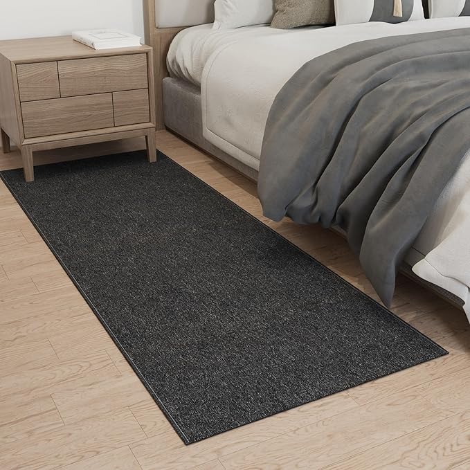 Ottomanson 2'7" x 6' Ultra-Thin Hallway Runner Rug - Durable Non-Slip Carpet for High-Traffic Areas - Fits Under Doors for Seamless Entry - Ideal for Kitchen, Entryway, Bedroom & Living Room, Black