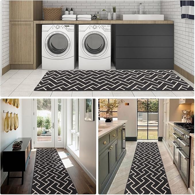 hicorfe Kitchen Rugs and Mats,Kitchen Mats for Floor,47"x71" Non Slip Runner Rug,Absorbent Resist Dirt Comfort Standing Mat Machine Washable for Entryway,Hallway,Front of Sink(Charcoal)