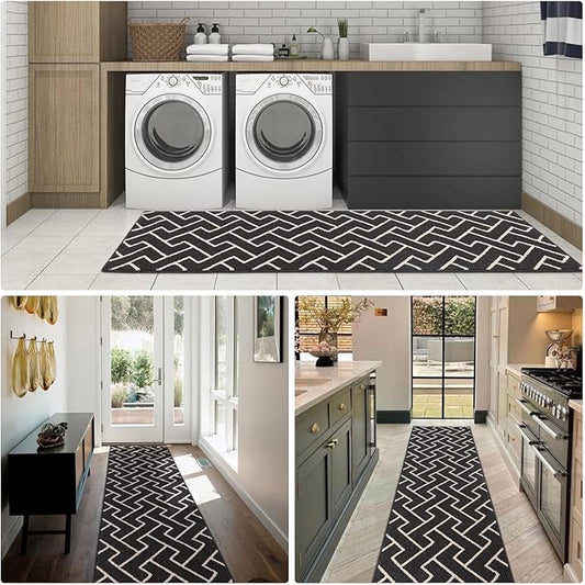 hicorfe Kitchen Rugs and Mats,Kitchen Mats for Floor,47"x71" Non Slip Runner Rug,Absorbent Resist Dirt Comfort Standing Mat Machine Washable for Entryway,Hallway,Front of Sink(Charcoal)