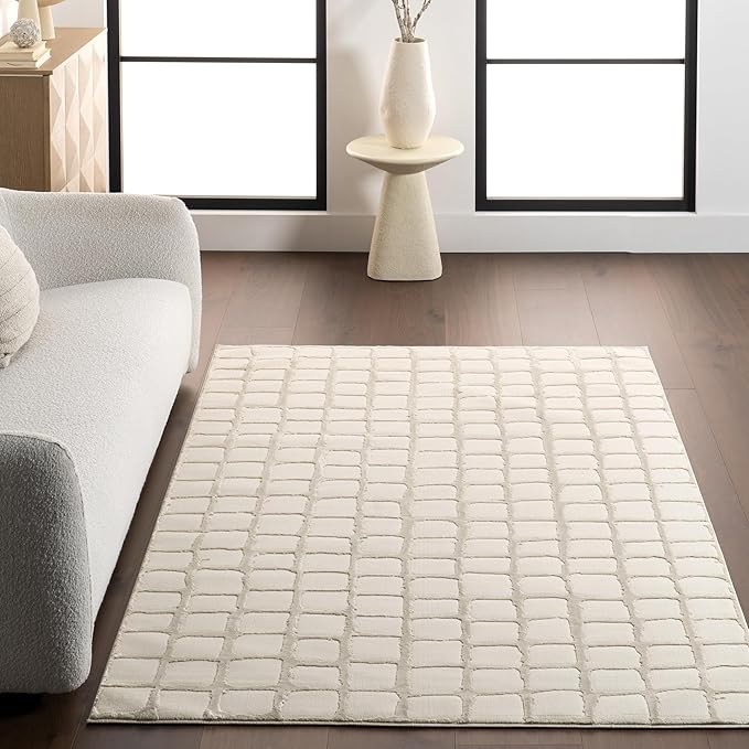Nuloom Eunice Checkered 6' x 9' Machine Washable Area Rug for Living Room Bedroom Dining Room, Beige