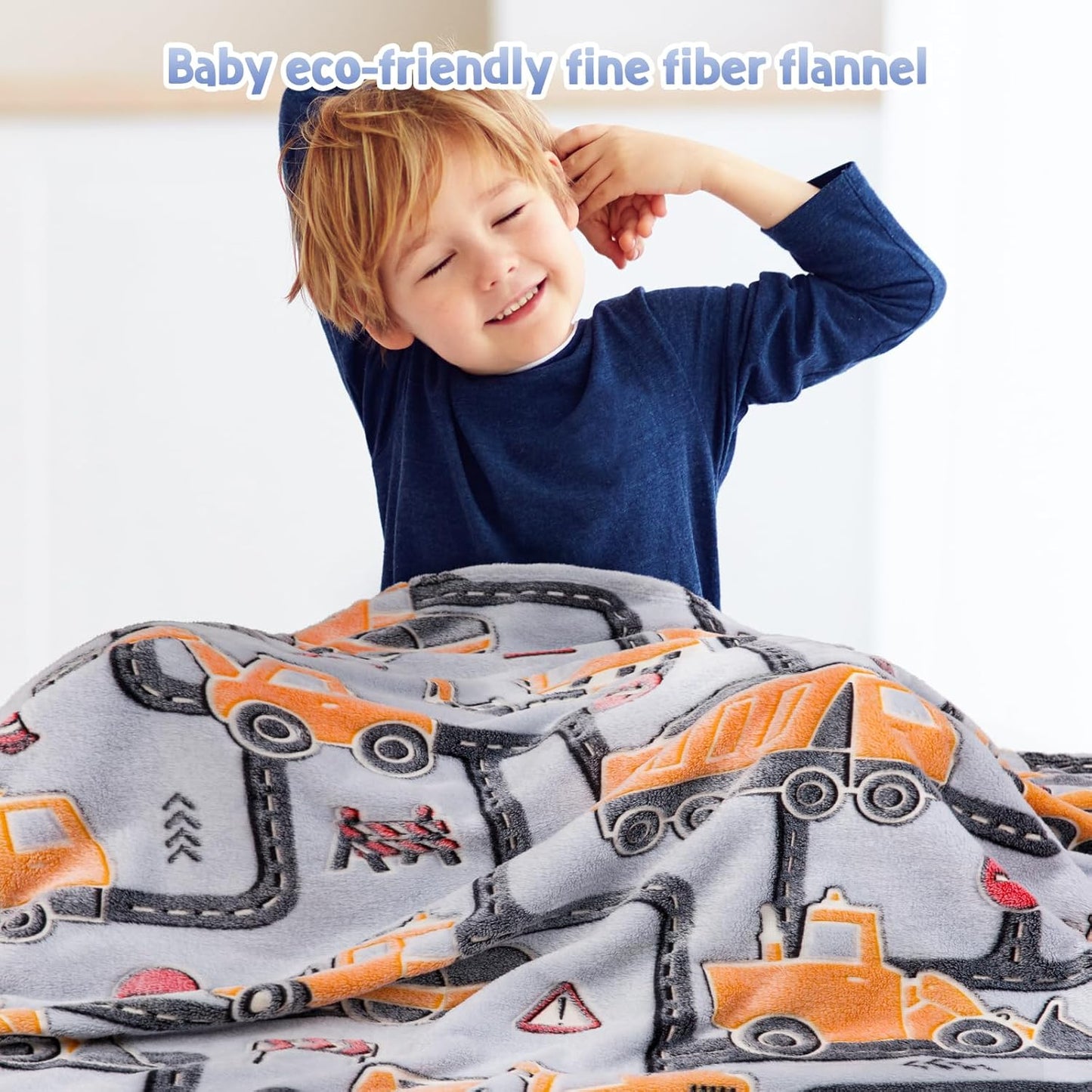 Kids Boys Construction Excavator Gifts Toys - Glow in The Dark Truck Blanket Birthday Christmas Valentine's Easter Gift for Age 1 2 3 4 5 6 7 8 9 10 Years Old Teen Toddlers Car Plush Throw 50"x60"