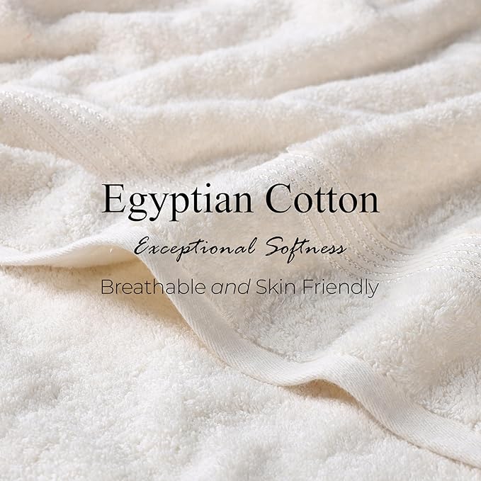 Superior Egyptian Cotton 9-Piece Towel Set, Assorted Towels for Home Bathroom, Guest Bath Decor Essentials, Includes 3 Bath, 3 Hand, 3 Face Towels/Washcloths, Quick Dry, Absorbent - Ivory