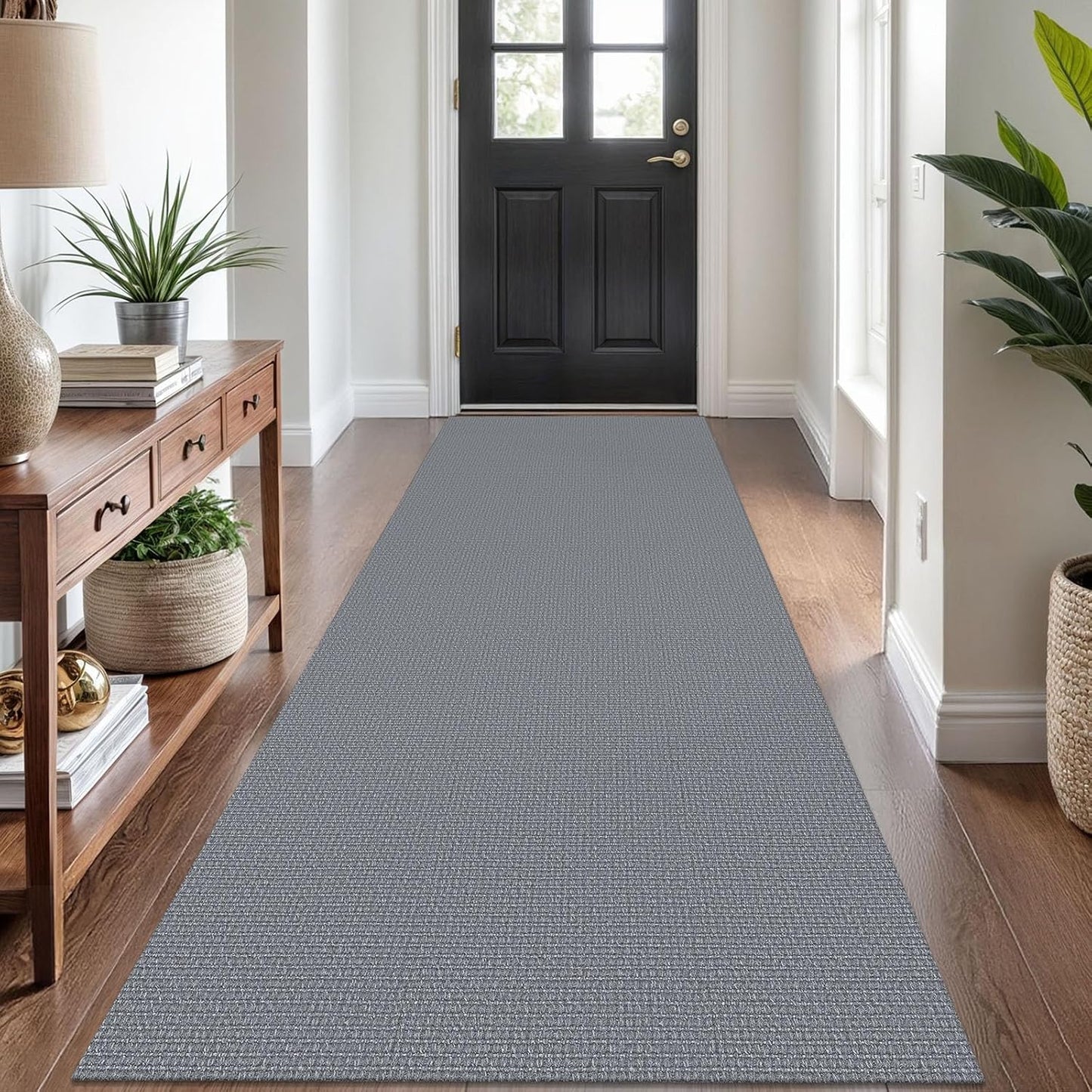 KOZYFLY Washable Runner Rug 3x8 ft Hallway Kitchen Runner Rugs with Rubber Backing Bobo Non Slip Entryway Runner Indoor, Carpet Runners for Hall Entryway Bedroom, Grey