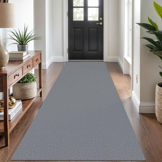 KOZYFLY Washable Runner Rug 3x8 ft Hallway Kitchen Runner Rugs with Rubber Backing Bobo Non Slip Entryway Runner Indoor, Carpet Runners for Hall Entryway Bedroom, Grey