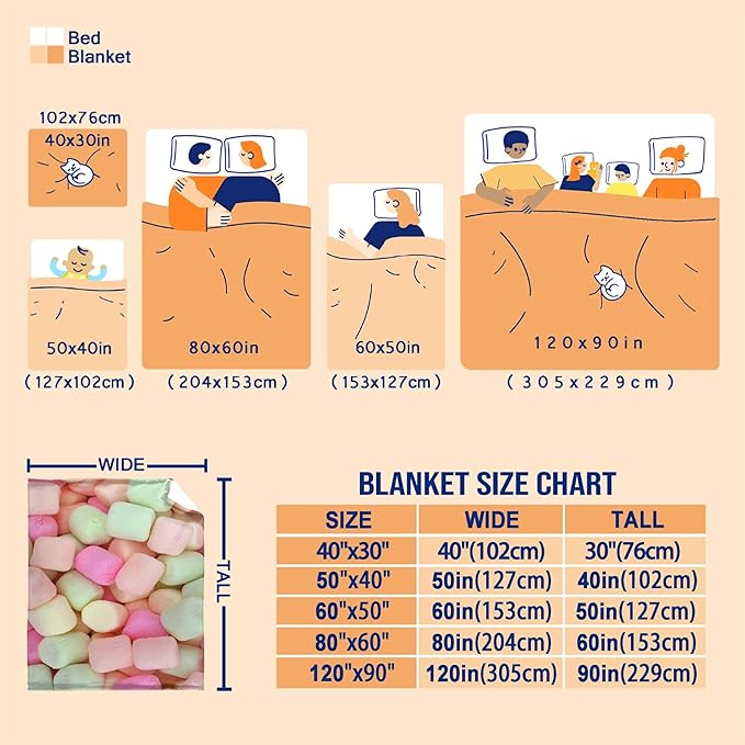 Marshmallow Candy Blanket Fleece Lightweight Throws Gift for Birthday Christmas Soft Flannel Blankets for All Season Bed Sofa Teen Size-50"x60"