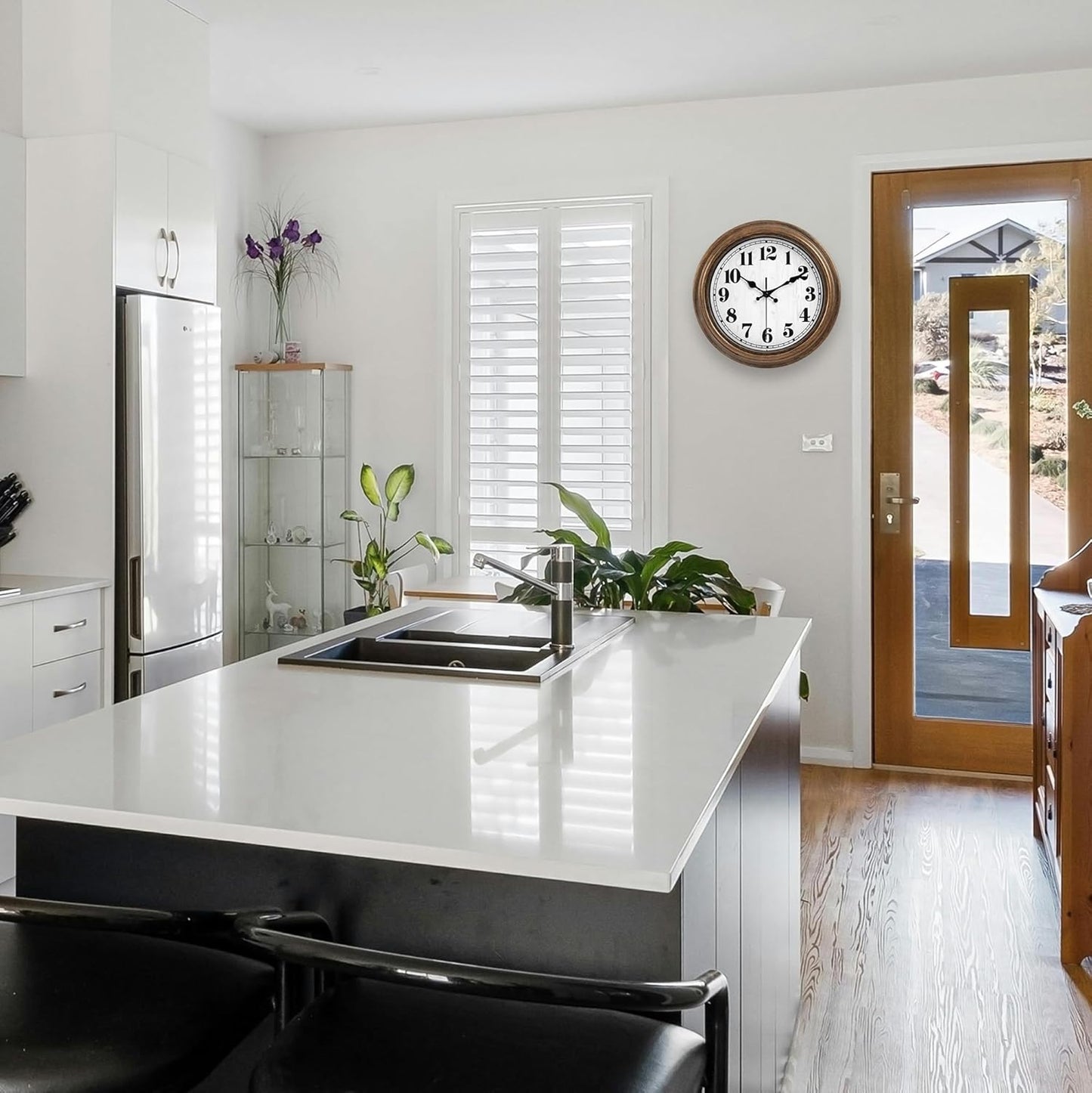 45MinST 12 Inches Retro Wall Clock, Silent Non Ticking Battery Operated Movement, Decor for Home/Wall Decor, Easy to Read, Decorate for Bedroom Living Room Office(Bronze)