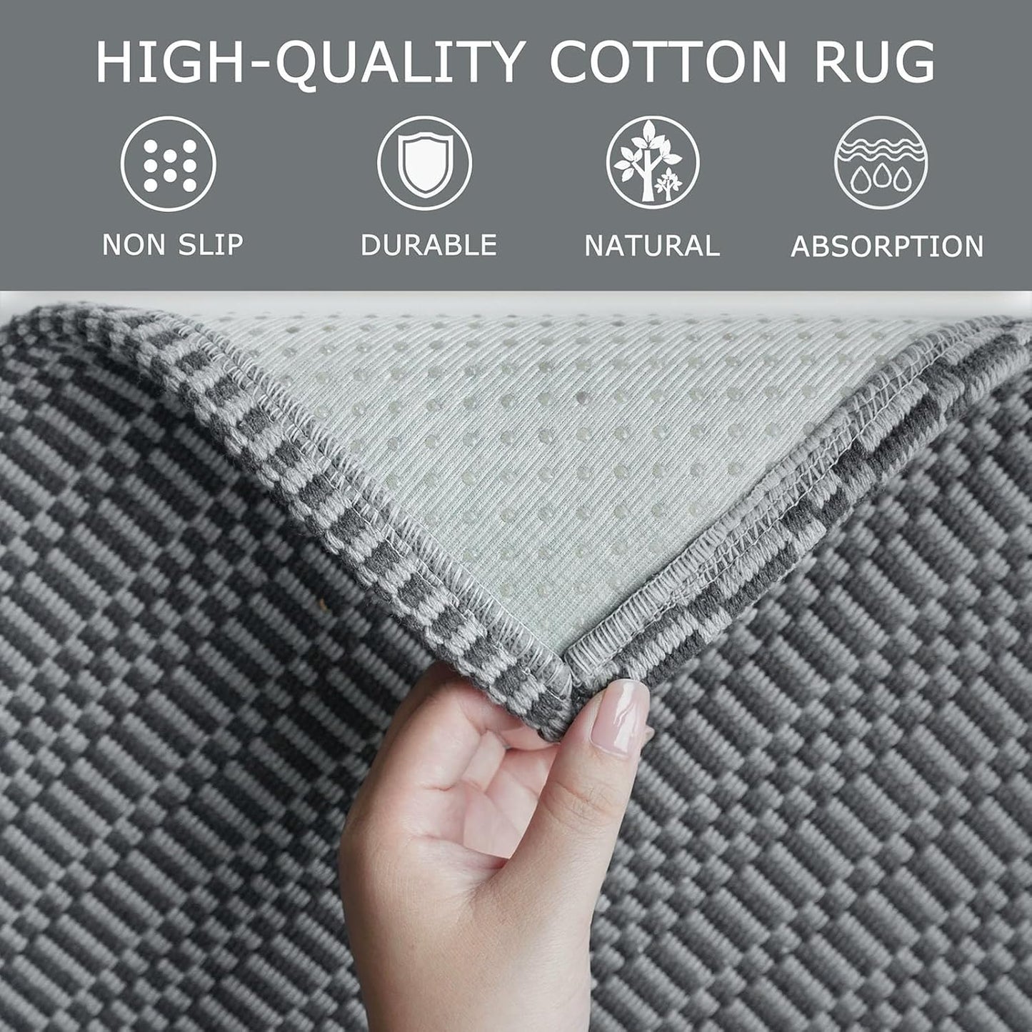 KOZYFLY Washable Runner Rug 3x10 ft Hallway Kitchen Runner Rugs with Rubber Backing Bobo Non Slip Entryway Runner Indoor, Long Carpet Runners for Hall Kitchen Entryway, Grey/Charcoal Grey