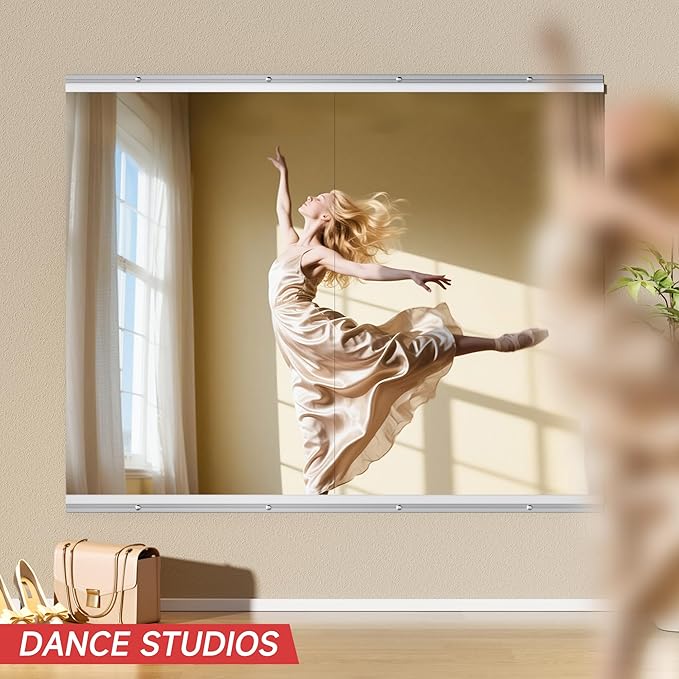 Home Gym Mirror, 44'' x 29'' x 2PCS, Large Full Body Mirror for Yoga, Frameless Tempered Glass, Wall Mounted for Home Gym, Garage, Bedroom, Bathroom