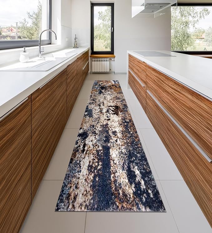 Keen Home Design Area Rugs - 2x18 Non-Shedding, Abstract Rugs for Kitchen, Living Room, Bedroom, Dining Room, Entryway - Size: 2'8" x 18', Multi