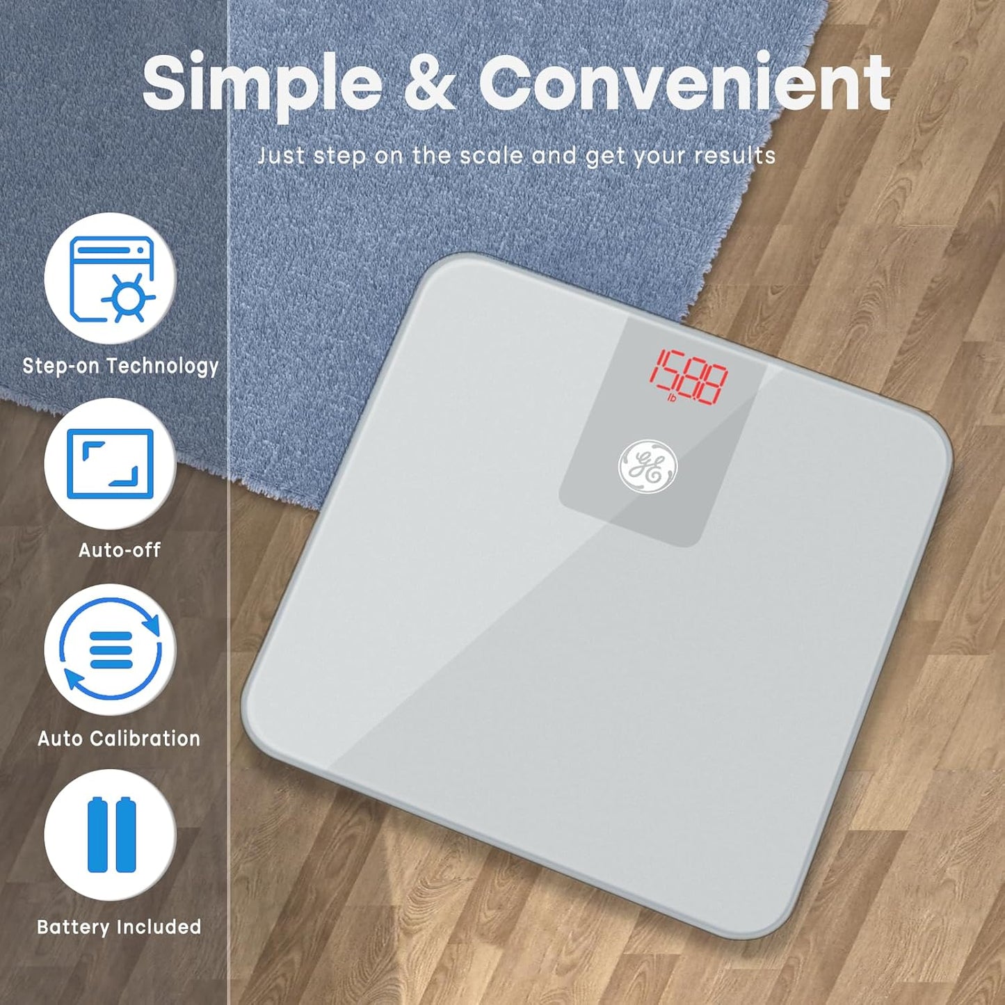 GE Digital Scale Body Weight: Bluetooth Bathroom Scales for Weight and BMI Accurate Body Weighing with App for People - 400lb Electronic Scale Silver Grey