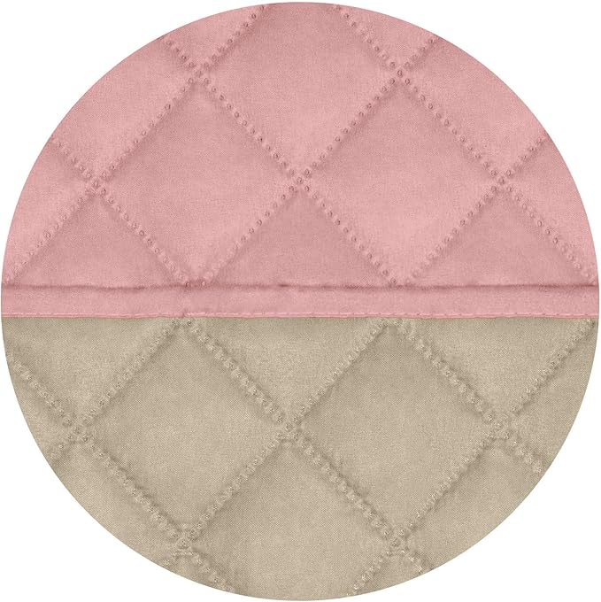 PureFit Reversible Quilted Sofa Cover, Water Resistant Slipcover Furniture Protector, Washable Couch Cover with Non Slip and Elastic Straps for Kids, Dogs, Pets (Loveseat, Pink/Beige)