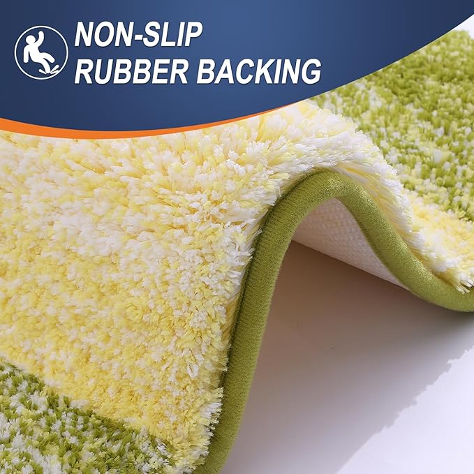 OLANLY Bathroom Rug Set 2 Piece, Soft Absorbent Microfiber Bath Mats and U-Shaped Contour Toilet Rug, Non-Slip, Machine Wash Dry, Plush Shaggy Bath Mats for Bathroom (24"x16"+24"x20", Olive Green)