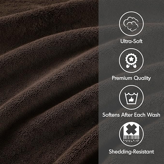 Madison Park 800GSM Bathroom Towel Set of 8 100% Cotton Bath Towel Set for Bathroom Luxurious Highly Absorbent 2 Bath Towels 2 Hand Towels 4 Washcloths Quick Dry Spa Quality Brown