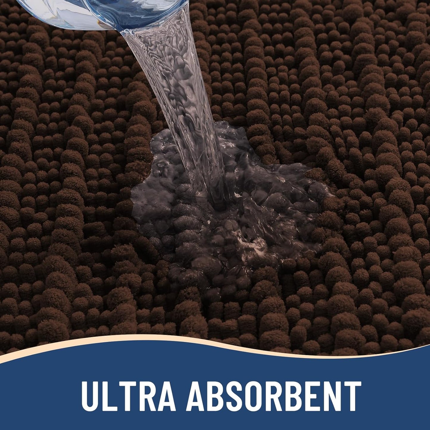 Arotive Luxury Chenille Bathroom Rug Mat, Extra Soft Thick Absorbent Shaggy Bath Rugs, Non-Slip Machine Wash Dry, Plush Bath Mats for Bathroom, Shower and Tub, 30x20, Brown