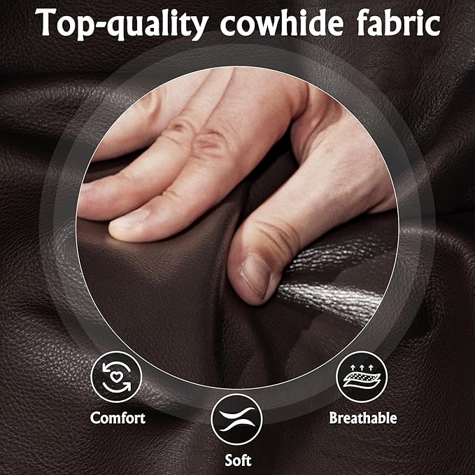 Home Theater Seating, Living Room, Powered Headrest, Powered Lumbar, Italian Leather, Powered Recline, Single Recliner (Coffee Color, Row of 1)