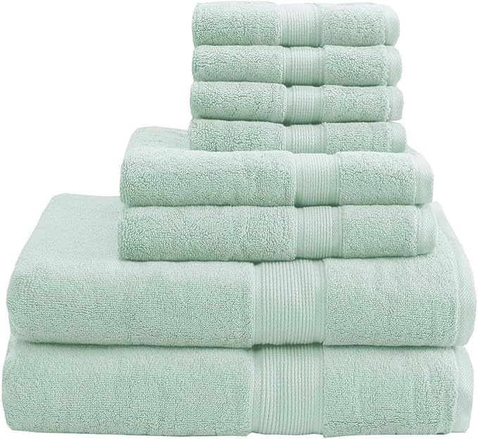 Madison Park 800GSM Bathroom Towel Set of 8 100% Cotton Bath Towel Set for Bathroom Luxurious Highly Absorbent 2 Bath Towels 2 Hand Towels 4 Washcloths Quick Dry Spa Quality Seafoam