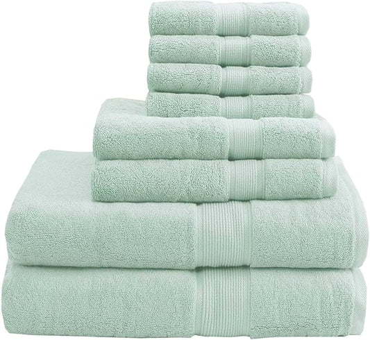 Madison Park 800GSM Bathroom Towel Set of 8 100% Cotton Bath Towel Set for Bathroom Luxurious Highly Absorbent 2 Bath Towels 2 Hand Towels 4 Washcloths Quick Dry Spa Quality Seafoam
